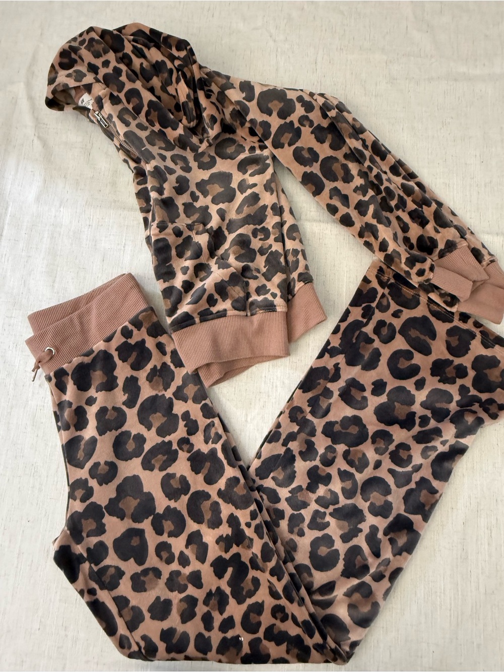 H&M Leopard Print Zip Hoodie - Brown Black